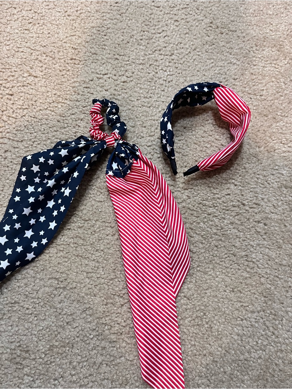 Patriotic American flag Star & Stripe Headband scrunchie set Red, White & Blue